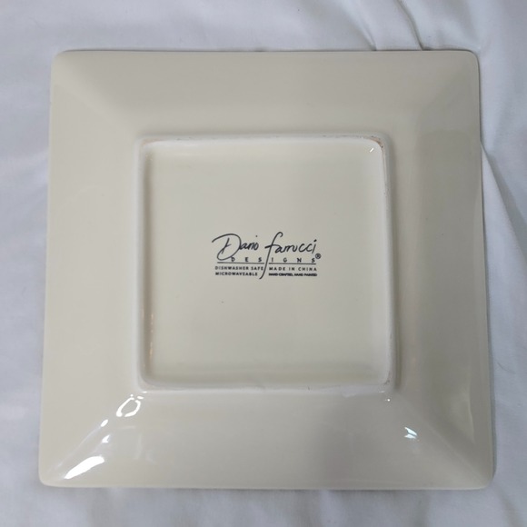 Dario Farrucci Designs 8" Square Salad Plate Elephant Sepia Photo Africa Safari - Picture 4 of 5